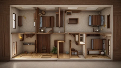 an apartment,miniature house,room divider,dolls houses,kitchen design,apartment,wooden sauna,wooden windows,walk-in closet,kitchen interior,apartment house,compartments,hallway space,doll house,cupboard,japanese-style room,shared apartment,cabinetry,modern kitchen interior,cubic house,Common,Common,Natural