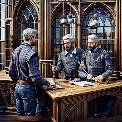 craftsmen,woodworker,lumberjack pattern,half-timbered,men's wear,woodwork,men sitting,glass harp,wise men,cabinetry,barbershop,three wise men,chess men,men clothes,tailor,half timbered,patterned wood decoration,english draughts,tinsmith,vestment,Architecture,General,Classic,American Gothic Revival