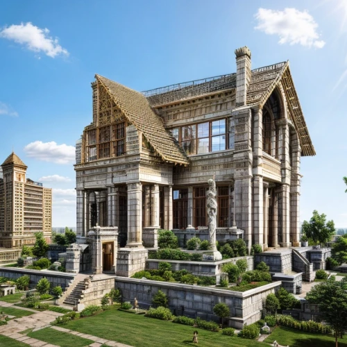 house with caryatids,celsus library,stone palace,asian architecture,byzantine architecture,garden elevation,ancient roman architecture,chinese architecture,roman villa,large home,3d rendering,cambodia,build by mirza golam pir,model house,egyptian temple,greek temple,artemis temple,taraxum,mansion,famagusta,Architecture,Skyscrapers,African Tradition,Pharaonic