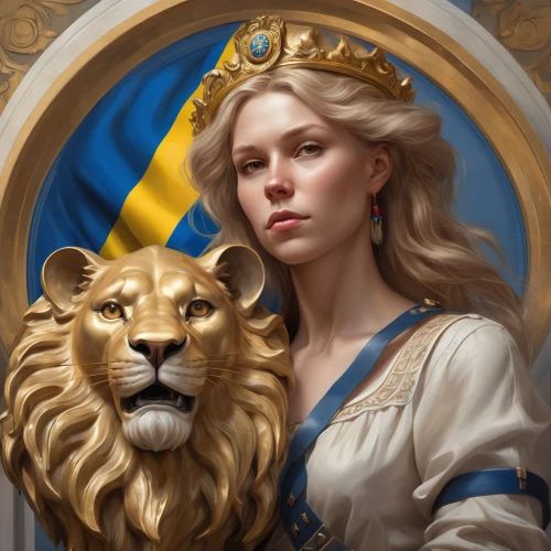 fantasy portrait,zodiac sign leo,she feeds the lion,female lion,lionesses,white lion,lion,lioness,lion white,swedish crown,zodiac sign libra,leo,sweden,two lion,samara,catarina,fairy tale icons,nordic,htt pléthore,lion - feline,Conceptual Art,Fantasy,Fantasy 01