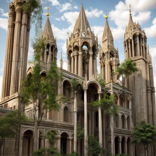 cathedral,haunted cathedral,temple fade,gothic church,gothic architecture,evangelical cathedral,sagrada familia,the cathedral,collegiate basilica,the basilica,nidaros cathedral,convento do carmo,3d rendering,house of prayer,castelul peles,minor basilica,mortuary temple,church of jesus christ,gaudí,court of justice,Architecture,Villa Residence,Classic,Hellenistic