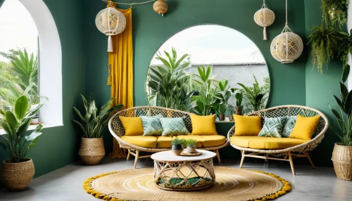 tropical greens,decor,potted palm,interior decor,sitting room,moroccan pattern,cycad,house plants,palm branches,chaise lounge,patio furniture,royal palms,house pineapple,interior decoration,cabana,tropical house,interior design,interiors,garden decor,palm fronds,Photography,General,Natural