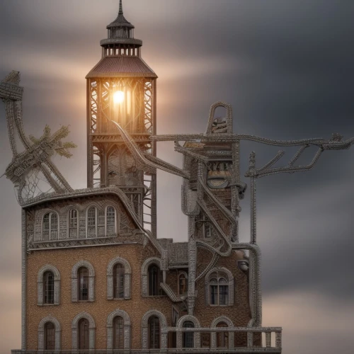 clock tower,ghost castle,haunted castle,electric lighthouse,lighthouse,victorian,haunted cathedral,clockmaker,tower clock,whitby goth weekend,luna park,fairy tale castle,turrets,the haunted house,steampunk,crane houses,industrial landscape,light house,red lighthouse,murano lighthouse,Common,Common,Natural