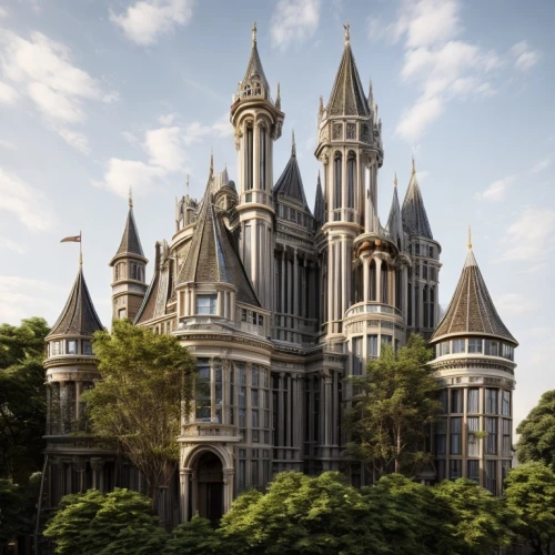 gothic architecture,fairy tale castle,fairytale castle,nidaros cathedral,cinderella's castle,medieval architecture,castelul peles,gothic church,gold castle,haunted cathedral,castle of the corvin,disney castle,crown render,victorian,shanghai disney,cathedral,beautiful buildings,victorian house,hogwarts,iasi,Architecture,Villa Residence,Transitional,Postmodern Classicism