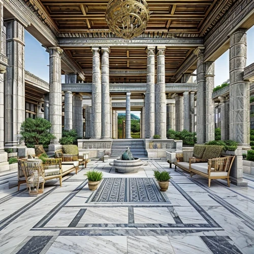 villa d'este,marble palace,luxury home interior,courtyard,inside courtyard,pergola,luxury property,persian architecture,patio,hotel lobby,lobby,palazzo,mansion,luxury real estate,villa cortine palace,symmetrical,patio furniture,colonnade,luxury hotel,renaissance,Architecture,General,Classic,Hellenistic
