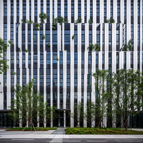 glass facade,office building,office buildings,willis building,royal palms,corporate headquarters,glass facades,facade panels,company headquarters,hawaii bamboo,palma trees,metal cladding,trees with stitching,bulding,two palms,office block,regulatory office,biotechnology research institute,bamboo plants,buffalo plaid trees,Architecture,Industrial Building,Nordic,Nordic Modernism