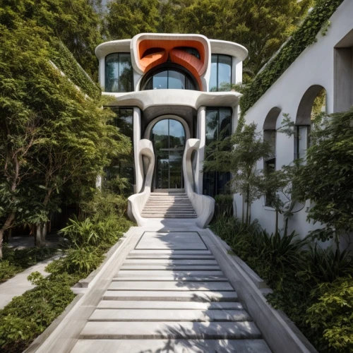 asian architecture,chinese architecture,casa fuster hotel,cubic house,eco hotel,garden elevation,japanese architecture,garden design sydney,suzhou,dunes house,walkway,futuristic architecture,cube house,archidaily,corten steel,landscape designers sydney,landscape design sydney,modern architecture,tropical house,outside staircase,Architecture,Villa Residence,Modern,Mexican Modernism