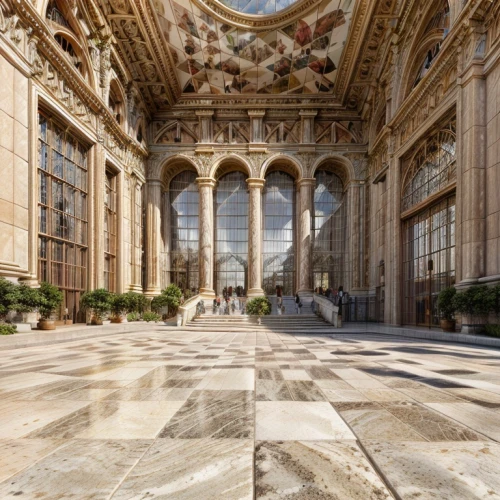 marble palace,louvre,versailles,louvre museum,villa cortine palace,celsus library,colonnade,europe palace,certosa di pavia,vatican museum,neoclassical,orangery,kunsthistorisches museum,villa farnesina,inside courtyard,palace,palazzo barberini,classical architecture,palais de chaillot,ceramic floor tile,Architecture,Large Public Buildings,Classic,Spanish Rococo