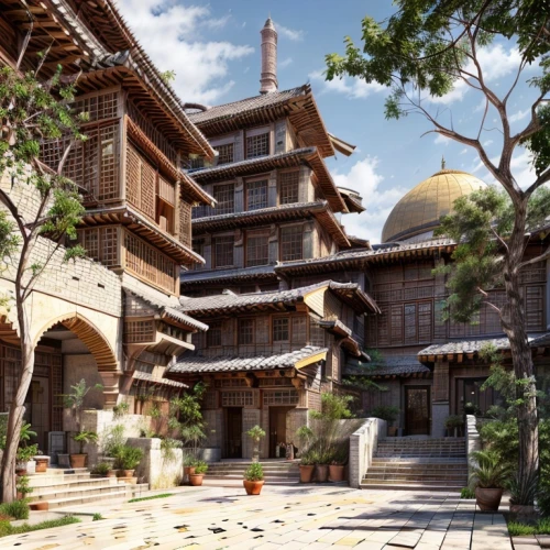 asian architecture,chinese architecture,japanese architecture,byzantine architecture,persian architecture,dragon palace hotel,caravanserai,kiyomizu,karnak,iranian architecture,sanya,kyoto,kanazawa,stone palace,constantinople,ryokan,souk madinat jumeirah,ancient city,qasr al watan,forbidden palace,Architecture,Large Public Buildings,Central Asian Traditional,Oasis Style