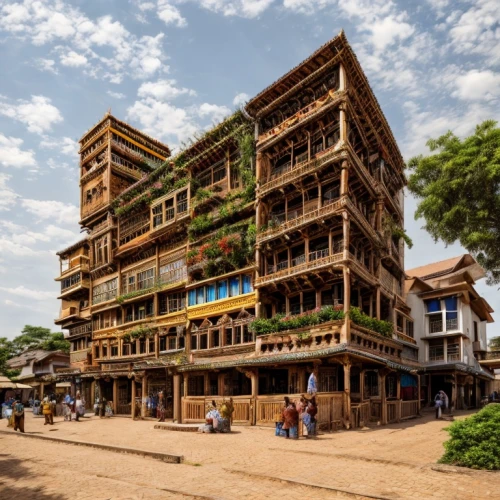 kampala,stilt houses,stilt house,siem reap,multistoreyed,hanging houses,timber framed building,timber house,wooden houses,nairobi,traditional building,rwanda,cambodia,benin,half-timbered houses,zanzibar,cameroon,cube stilt houses,uganda,eco hotel,Architecture,Villa Residence,African Tradition,West African Market