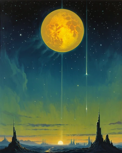 pioneer 10,heliosphere,space art,skywatch,lunar landscape,planetary system,astronomy,planets,yellow sky,aurora yellow,celestial bodies,solar wind,earth rise,galilean moons,binary system,planet eart,cosmos,gas planet,planet,futuristic landscape,Conceptual Art,Sci-Fi,Sci-Fi 14