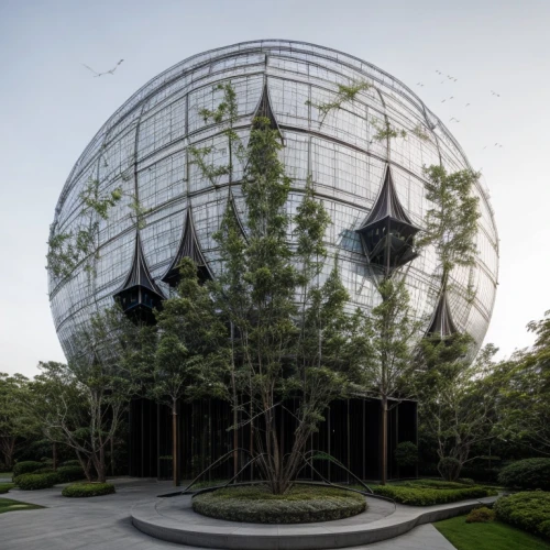 the globe,musical dome,yard globe,planetarium,glass sphere,globe flower,ball cube,globe,flower dome,round house,prism ball,quarantine bubble,cube house,solar cell base,singapore landmark,glass building,roof domes,eco hotel,singapore,garden of plants,Architecture,Commercial Residential,Futurism,Futuristic Modernism 1