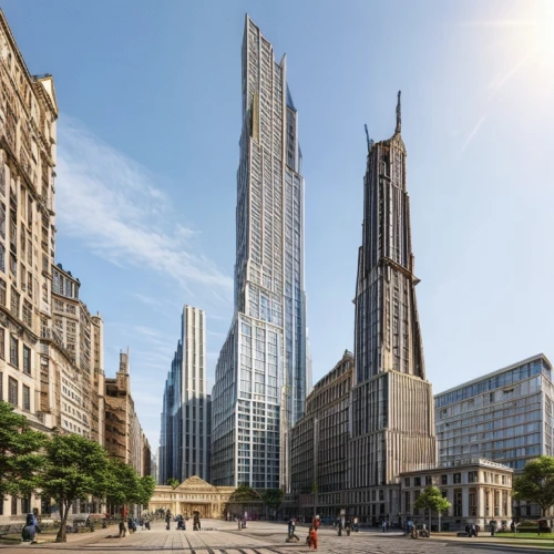 frankfurter würstchen,frankfurt,skyscapers,kirrarchitecture,croydon facelift,urban towers,kurfürstendamm,messeturm,glass facades,tall buildings,renaissance tower,glass facade,the skyscraper,lotte world tower,frankfurt am main germany,steel tower,skyscrapers,hudson yards,international towers,ulm minster,Architecture,Skyscrapers,European Traditional,Boullée Style