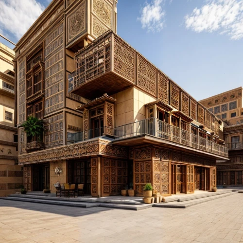 wooden facade,iranian architecture,chinese architecture,qasr al watan,largest hotel in dubai,asian architecture,persian architecture,souk madinat jumeirah,caravanserai,the cairo,sharjah,multistoreyed,timber house,build by mirza golam pir,jewelry（architecture）,kirrarchitecture,boutique hotel,dragon palace hotel,riad,yerevan,Architecture,Commercial Building,Central Asian Traditional,Yemeni Traditional