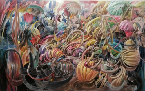 abstract painting,abstract artwork,psychedelic art,kahila garland-lily,chaotic,panoramical,cellophane noodles,oil on canvas,shirakami-sanchi,abstract smoke,background abstract,aura,fragmentation,glass painting,migration,meticulous painting,polyp,chaos,abstraction,oil painting on canvas