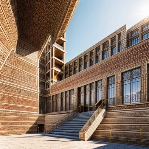 school design,wooden facade,sand-lime brick,athens art school,east middle,building honeycomb,red bricks,brickwork,3d rendering,daylighting,brick block,facade panels,archidaily,music conservatory,new building,corten steel,biotechnology research institute,factory bricks,lattice windows,lecture hall,Architecture,Campus Building,Eastern European Tradition,Ottoman Empire