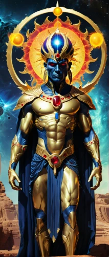 sun god,pharaonic,emperor of space,pharaoh,scarab,tutankhamun,emperor,horus,king tut,dark blue and gold,ramses,thundercat,tutankhamen,kryptarum-the bumble bee,high priest,figure of justice,sheik,golden mask,alien warrior,saturn,Illustration,Realistic Fantasy,Realistic Fantasy 47