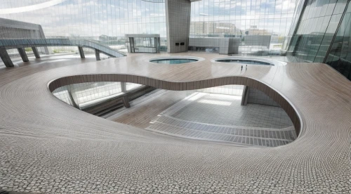 infinity swimming pool,floor fountain,circular staircase,water sofa,swim ring,conference table,soumaya museum,conference room table,coffee table,penthouse apartment,water stairs,chair circle,apple desk,roof top pool,helipad,observation deck,spa water fountain,spiral staircase,the observation deck,mercedes-benz museum,Commercial Space,Shopping Mall,Modern Metropolis