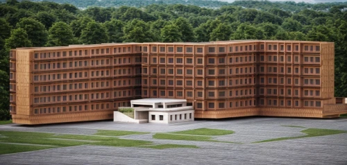 office building,stalin skyscraper,cubic house,wooden facade,school design,golf hotel,panopticon,wooden construction,cube house,3d rendering,office block,eco-construction,abacus,seat of government,to build,menger sponge,scale model,eco hotel,luxury hotel,modern office,Architecture,Campus Building,Masterpiece,Organic Architecture