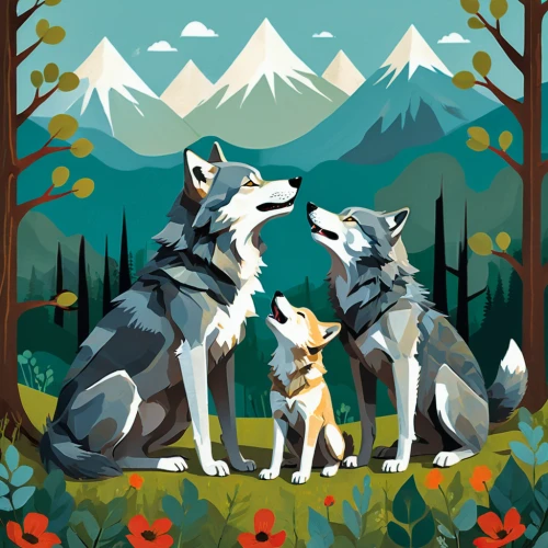 wolf couple,huskies,two wolves,dog sled,wolves,dog illustration,three dogs,sled dog,color dogs,companion dog,hikers,frame border illustration,scent hound,two dogs,dog siblings,wolf pack,hunting dogs,canines,doggies,canidae,Illustration,Vector,Vector 08