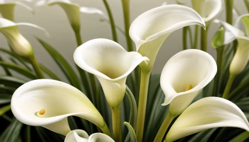 white tulips,calla lilies,easter lilies,tulip white,calla lily,flowers png,giant white arum lily,galanthus,crocus flowers,jonquils,peace lilies,lilies of the valley,crocus,calla,crocuss,white lily,tulip flowers,doves lily of the valley,angel trumpets,snowdrops,Realistic,Flower,Calla Lily