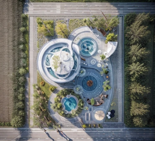 futuristic architecture,futuristic art museum,chinese architecture,shanghai disney,zhengzhou,tianjin,asian architecture,view from above,gardens by the bay,drone image,bird's-eye view,sky space concept,top view,from above,helix,3d rendering,millenium falcon,shanghai,nanjing,overhead view,Landscape,Landscape design,Landscape Plan,Realistic