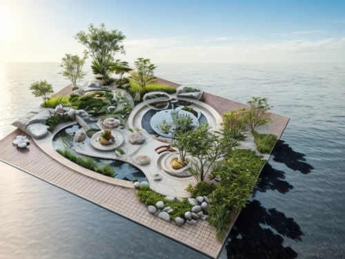 floating islands,floating island,artificial island,artificial islands,mushroom island,island suspended,landscape design sydney,uninhabited island,floating huts,islet,flying island,garden design sydney,eco-construction,cube stilt houses,landscape designers sydney,coastal protection,sky space concept,eco hotel,roof garden,offshore wind park,Landscape,Landscape design,Landscape space types,Waterfront Landscapes