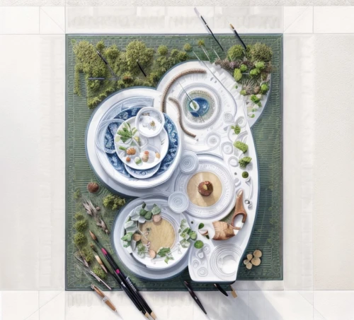 dinnerware set,place setting,watercolor tea set,chinaware,tableware,placemat,decorative plate,tablescape,vintage china,salad plate,water lily plate,tea card,blue and white porcelain,vintage dishes,dishware,table setting,serveware,tea party collection,cooking book cover,food styling,Landscape,Landscape design,Landscape Plan,Watercolor