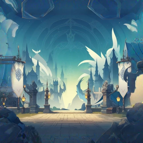 northrend,backgrounds,hall of the fallen,mausoleum ruins,ice castle,portal,cartoon video game background,ancient city,dungeons,druid grove,concept art,background screen,award background,scrolls,fantasia,necropolis,stone background,background image,art background,ruins