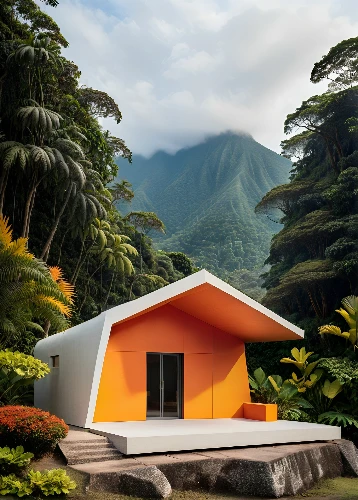cube stilt houses,cubic house,tropical house,cube house,miniature house,cabana,costa rica,orange,inverted cottage,house in the mountains,house in mountains,bungalow,holiday home,eco hotel,airbnb,beautiful home,mid century house,ecuador,colombia,summer house