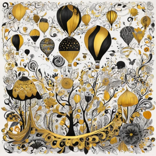 gold and black balloons,balloon digital paper,yellow garden,blossom gold foil,sunflower digital paper,digital scrapbooking paper,yellow wallpaper,sunflower lace background,beeswax,helianthus,bee colony,autumn theme,bees,bee farm,swarm of bees,honey bee home,autumn colouring,autumn forest,apiary,digiscrap,Illustration,Abstract Fantasy,Abstract Fantasy 13
