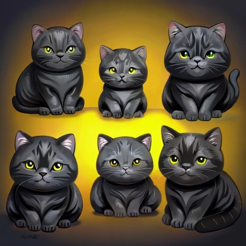 british shorthair,chartreux,cat vector,gray cat,scottish fold,breed cat,icon set,american shorthair,capricorn kitz,gray kitty,cat drawings,yellow eyes,gray icon vectors,set of icons,cartoon cat,european shorthair,domestic short-haired cat,cat cartoon,felidae,cat family,Common,Common,Game