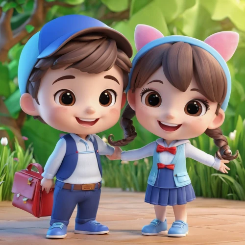 cute cartoon image,girl and boy outdoor,cute cartoon character,boy and girl,little boy and girl,lilo,vintage boy and girl,couple boy and girl owl,hiyayakko,kawaii children,animated cartoon,children's background,kids illustration,happy children playing in the forest,agnes,retro cartoon people,villagers,chibi kids,as a couple,cartoon flowers,Unique,3D,3D Character
