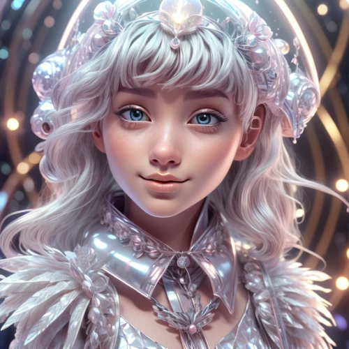 fantasy portrait,the snow queen,violet head elf,fairy galaxy,elsa,little girl fairy,mystical portrait of a girl,fairy queen,christmas angel,white rose snow queen,aurora,fae,fairy lights,faerie,fairy dust,elven,ice queen,eglantine,glittering,cinderella