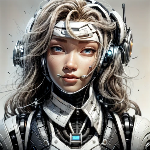 cyborg,cybernetics,biomechanical,echo,vector girl,humanoid,sci fiction illustration,head woman,headset,music player,operator,ai,nova,headset profile,audio player,electro,edit icon,cyber,scifi,female warrior