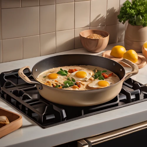 ceramic hob,saut￩ pan,cast iron skillet,cookware and bakeware,vegetable pan,copper cookware,cooktop,cast iron,frying pan,casserole dish,egg tray,pan frying,stovetop kettle,cooking utensils,the pan,saucepan,arborio rice,kitchenware,tile kitchen,cooking spoon