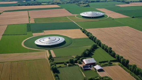round barn,round house,radio telescope,cooling towers,sewage treatment plant,roof domes,storage tank,metal tanks,dji agriculture,musical dome,round hut,energy field,earthworks,cooling tower,nuerburg ring,farmlands,airships,solar cell base,torus,3d rendering