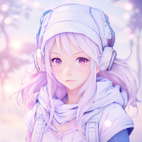 headphone,winterblueher,listening to music,winter background,white with purple,light purple,headphones,white purple,winter hat,purple-white,lilac,headset,pale purple,winter clothing,mauve,violet,purple wallpaper,precious lilac,snowy,eskimo,Game&Anime,Manga Characters,Aesthetics