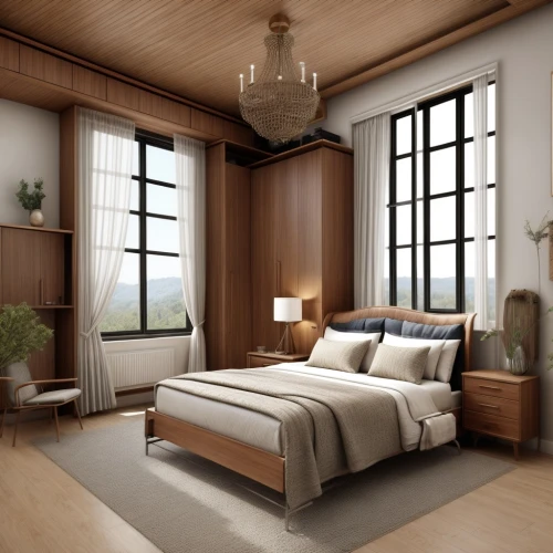 modern room,wooden windows,bedroom,japanese-style room,danish room,sleeping room,room divider,3d rendering,guest room,modern decor,bedroom window,guestroom,great room,canopy bed,window treatment,contemporary decor,wood window,interior modern design,loft,patterned wood decoration,Interior Design,Bedroom,Medieval,South America Retro