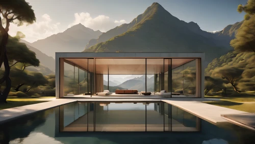 house in the mountains,house in mountains,pool house,luxury property,floating huts,luxury real estate,dunes house,home landscape,cubic house,summer house,modern house,mirror house,house by the water,roof landscape,cabana,the cabin in the mountains,luxury home,modern architecture,beautiful home,3d rendering