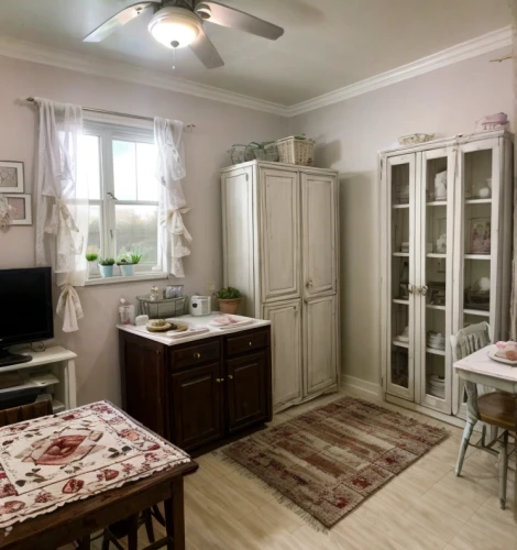 shabby-chic,shabby chic,laundry room,the little girl's room,cabinetry,sewing room,walk-in closet,beauty room,vintage kitchen,kitchenette,cabinets,danish room,one-room,baby room,chiffonier,kitchen cabinet,doll house,room divider,china cabinet,dressing table