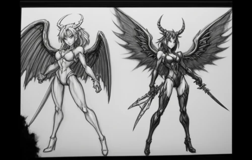 angel and devil,angels of the apocalypse,angel line art,angels,concept art,angelology,wings,harpy,fairies,devils,angel of death,angel figure,uriel,angel’s tear,wood angels,christmas angels,winged,black angel,stand models,mercy