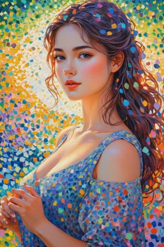 oil painting on canvas,colorful background,colorful heart,girl in flowers,oil painting,young woman,radha,mystical portrait of a girl,art painting,boho art,luminous,girl in the garden,beautiful girl with flowers,la violetta,colored pencil background,young girl,colorful light,color pencils,girl in a long dress,girl portrait,Conceptual Art,Daily,Daily 31