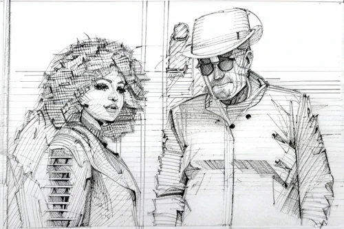 old couple,mono-line line art,hand-drawn illustration,costume design,two people,line-art,camera illustration,frame drawing,game illustration,line drawing,grandparents,mono line art,sheet drawing,game drawing,mobster couple,man and woman,man and wife,repairman,transistor checking,illustrations,Design Sketch,Design Sketch,Pencil Line Art