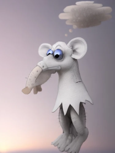 cloud mushroom,dumbo,3d model,pachyderm,clay animation,elephant toy,knuffig,circus elephant,white footed mouse,soft robot,elephant,elephant's child,koala,3d rendered,mammal,3d render,whimsical animals,cinema 4d,anthropomorphized animals,rat,Common,Common,Photography