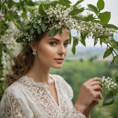 beautiful girl with flowers,girl in flowers,white lilac,scent of jasmine,floral wreath,blooming wreath,alyssum,romantic look,white flowers,spring crown,natural perfume,romantic portrait,jasmin flower,linden blossom,vintage floral,gypsophila,vintage flowers,natural cosmetics,fragrant flowers,flower garland,Photography,General,Natural