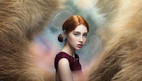 mystical portrait of a girl,fantasy portrait,digital compositing,fairy tale character,princess anna,photomanipulation,photo manipulation,fantasy picture,image manipulation,girl in a long,fantasy art,world digital painting,faery,rapunzel,the snow queen,sci fiction illustration,fur,she feeds the lion,cinnamon girl,wild sheep,Common,Common,Natural