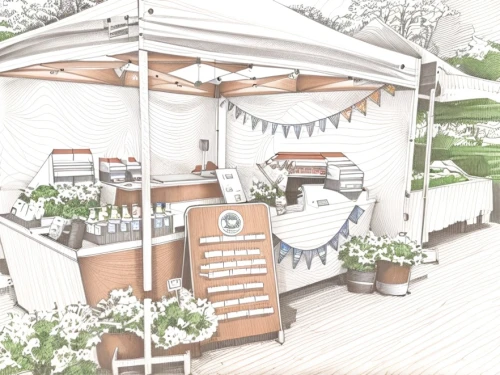 watercolor tea shop,flower booth,ice cream stand,watercolor cafe,flower boxes,fruit stand,flower cart,flower box,flower shop,ice cream shop,flower stand,ice cream cart,pop up gazebo,friterie,fruit stands,greenhouse cover,balcony garden,farmer's market,garden white,bistro,Design Sketch,Design Sketch,Hand-drawn Line Art