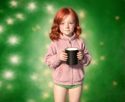 cones milk star,ginger ale,ginger rodgers,holding cup,doldiger milk star,girl with cereal bowl,heineken1,redhead doll,bitter clover,incarnate clover,child portrait,cd cover,green beer,ginger tea,baileys irish cream,young girl,the little girl,child fairy,photographing children,maci