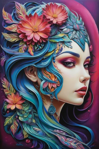 boho art,girl in flowers,flora,kahila garland-lily,flower painting,fantasy art,medusa,fantasy portrait,psychedelic art,mystical portrait of a girl,zodiac sign libra,bodypainting,meticulous painting,oil painting on canvas,art painting,beautiful girl with flowers,wreath of flowers,gypsy soul,virgo,girl in a wreath,Unique,Paper Cuts,Paper Cuts 01